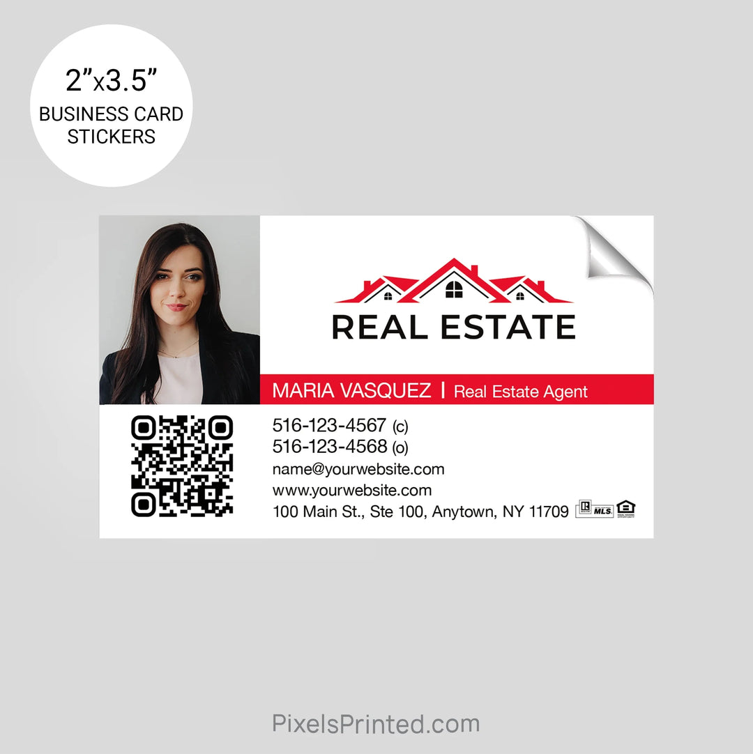 Independent real estate business card stickers PixelsPrinted 