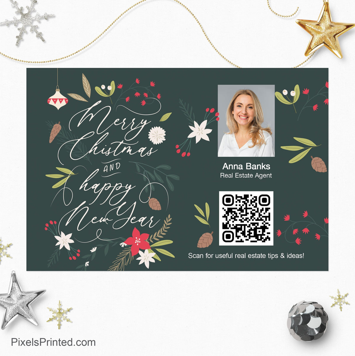 independent real estate Christmas holiday postcards PixelsPrinted 