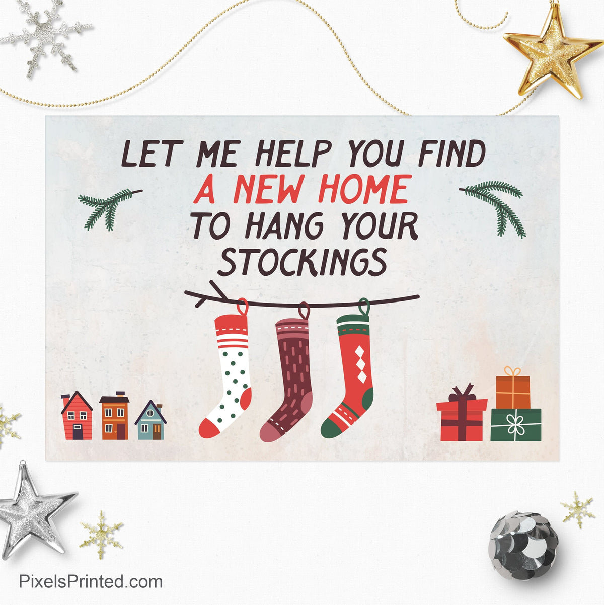 independent real estate Christmas holiday postcards PixelsPrinted 