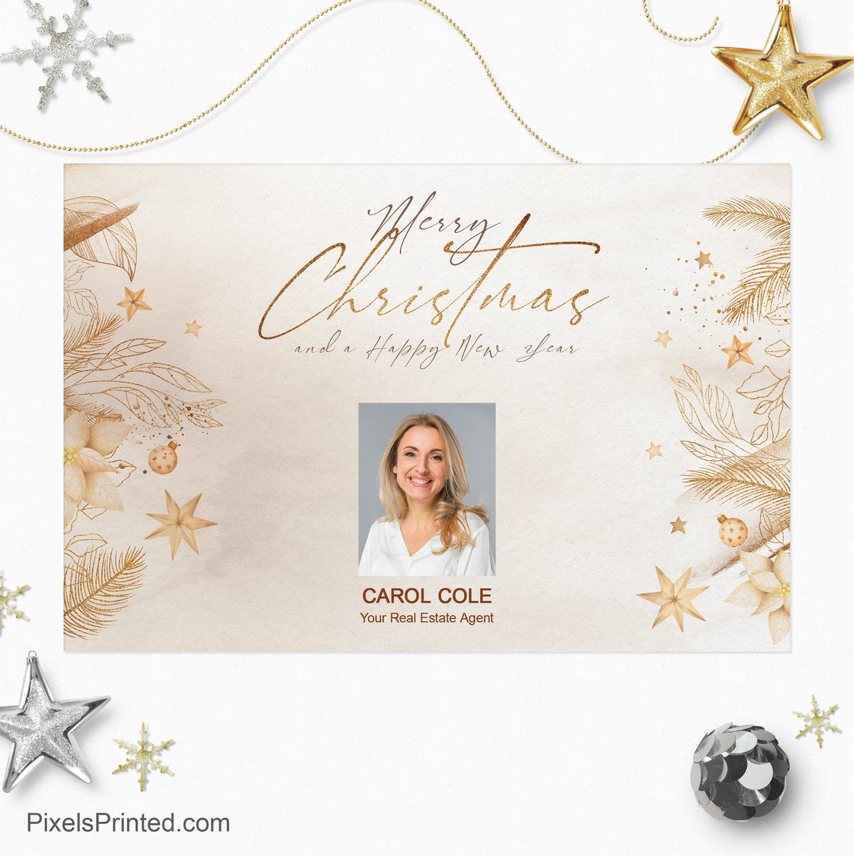 independent real estate Christmas holiday postcards PixelsPrinted 