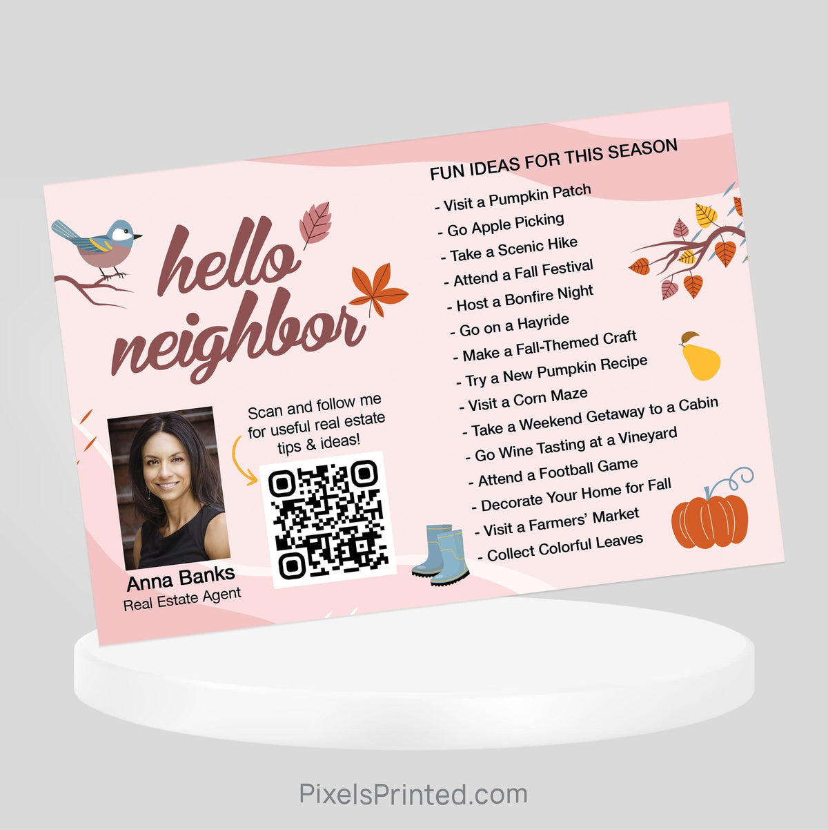 Independent real estate Fall activities postcard PixelsPrinted 