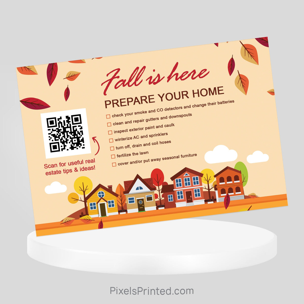 Independent real estate Fall Maintenance postcard PixelsPrinted 