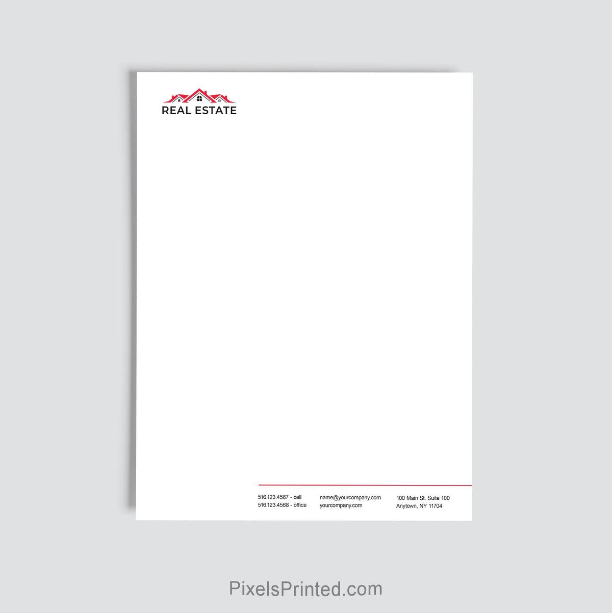 Independent real estate office letterhead personalized with brokerage information