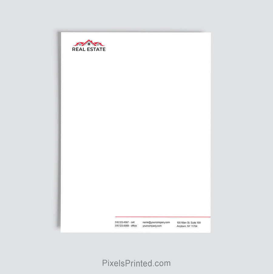 Independent real estate office letterhead personalized with brokerage information