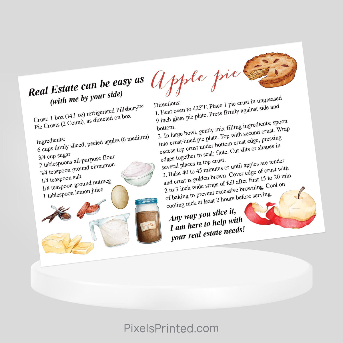 Independent real estate Thanksgiving recipe postcard PixelsPrinted 