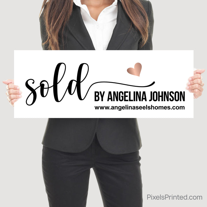 cute sold by sign for real estate agents with rose gold heart
