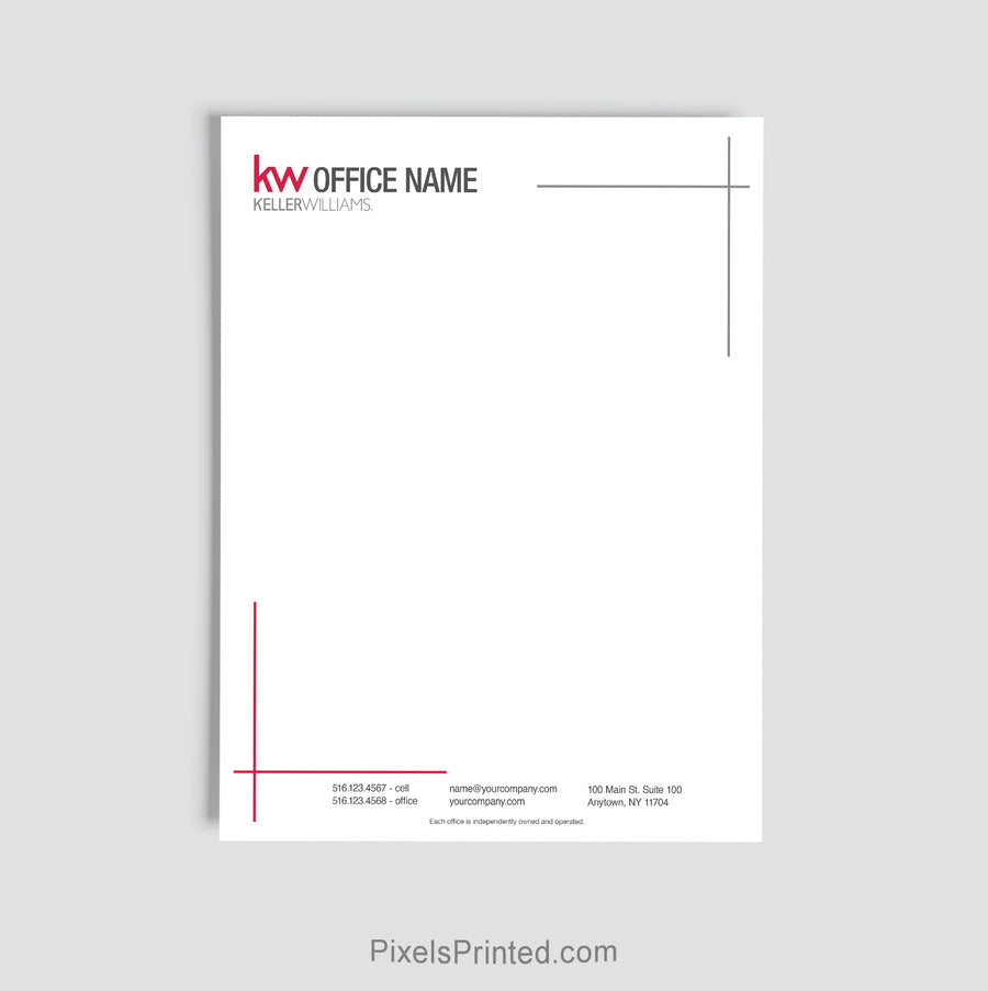 Keller Williams agent letterhead personalized for a real estate office