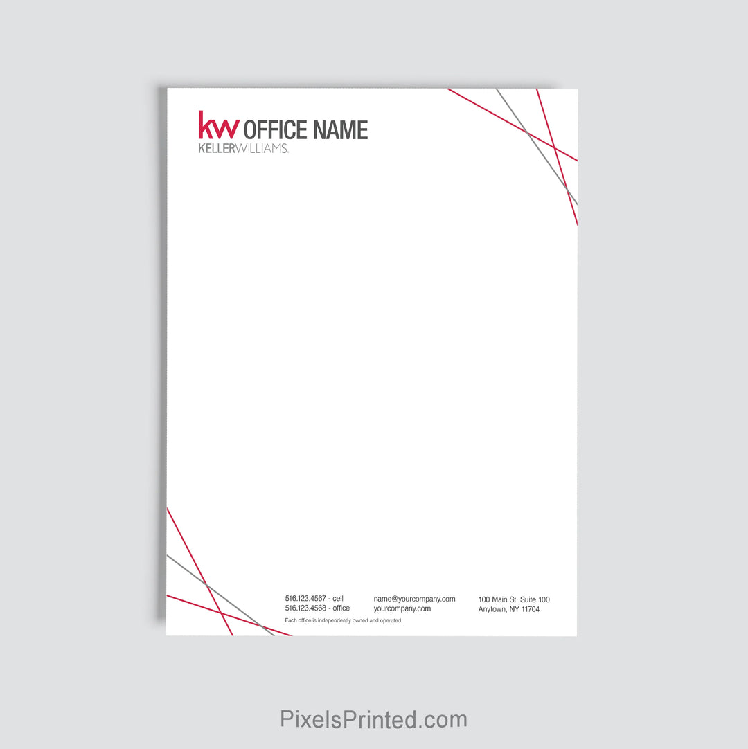 Keller Williams real estate office letterhead personalized for brokerage use