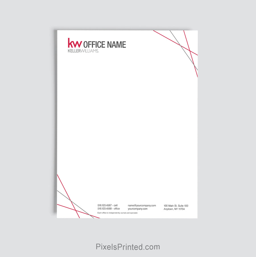Keller Williams real estate office letterhead personalized for brokerage use