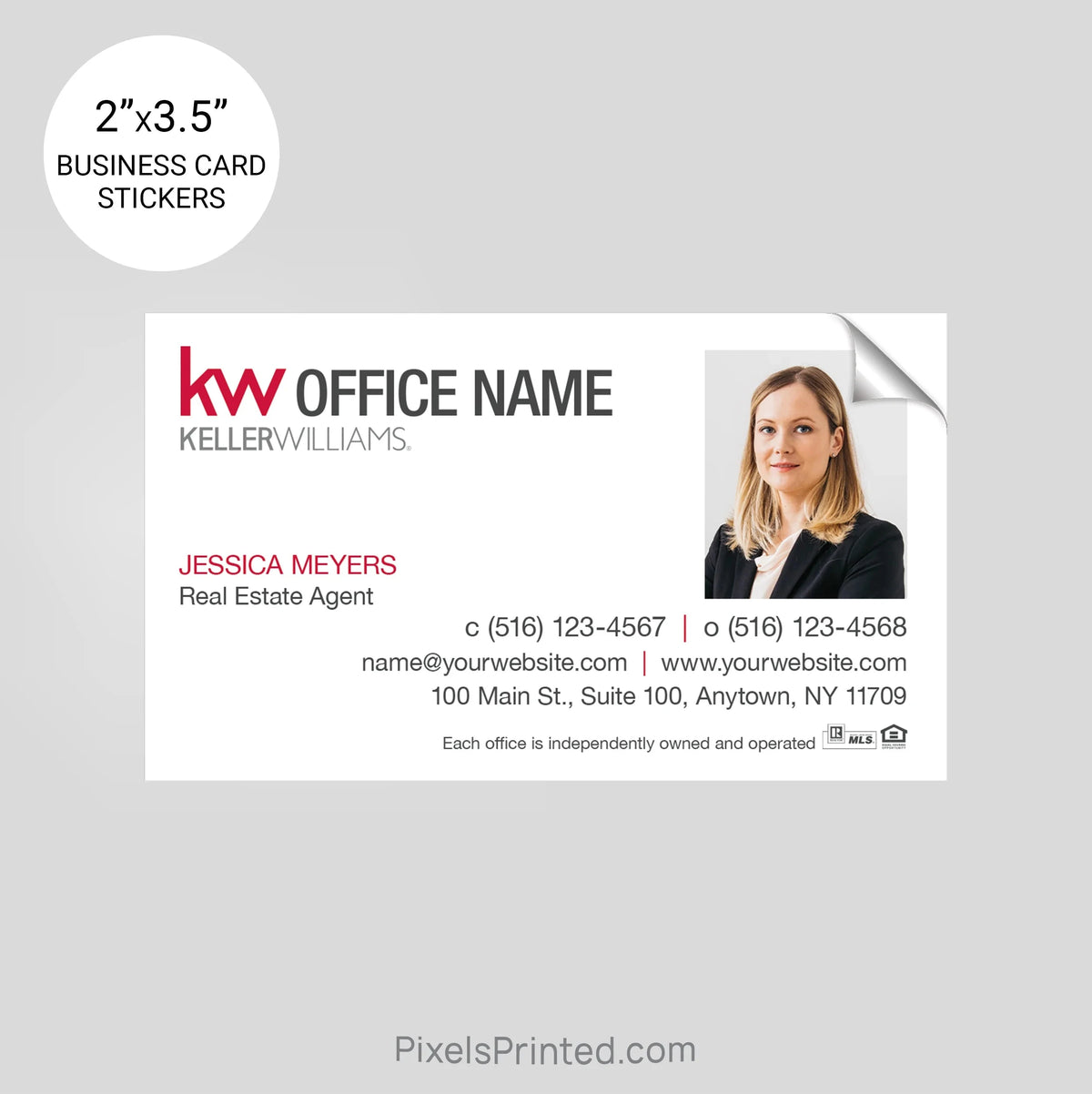 Keller Williams business card stickers PixelsPrinted 