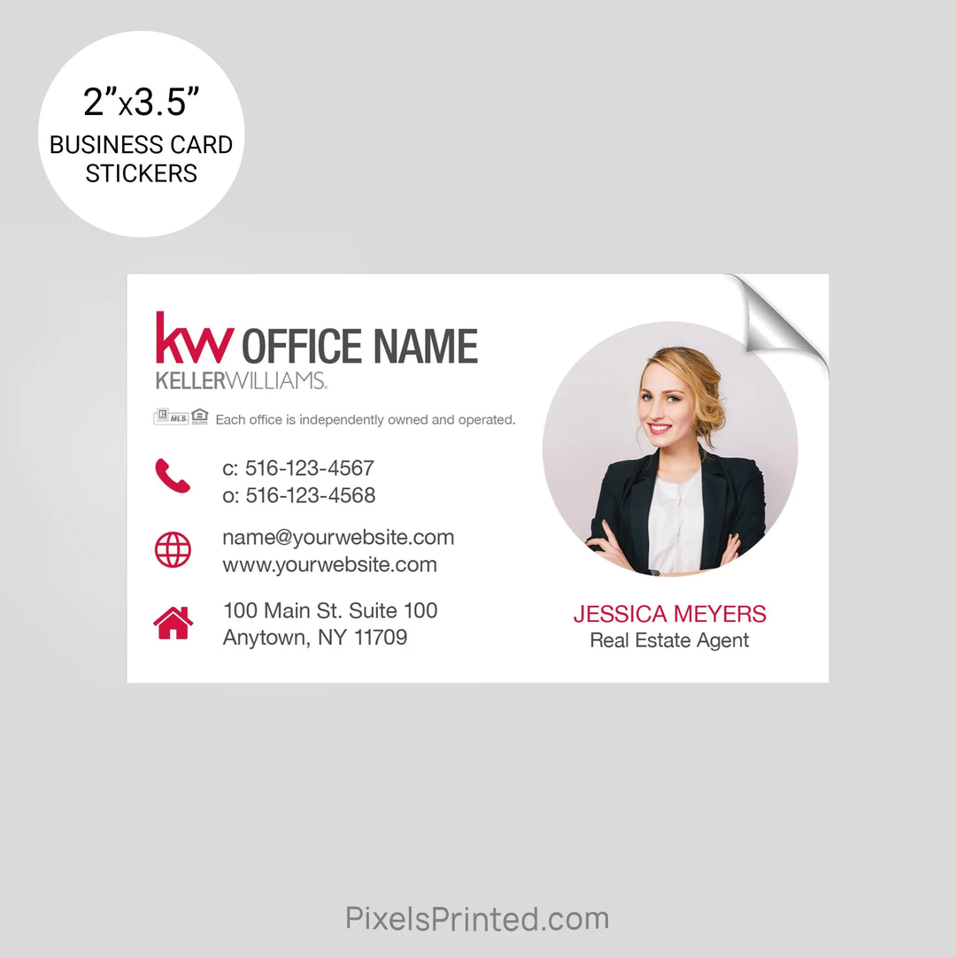 Keller Williams business card stickers PixelsPrinted 