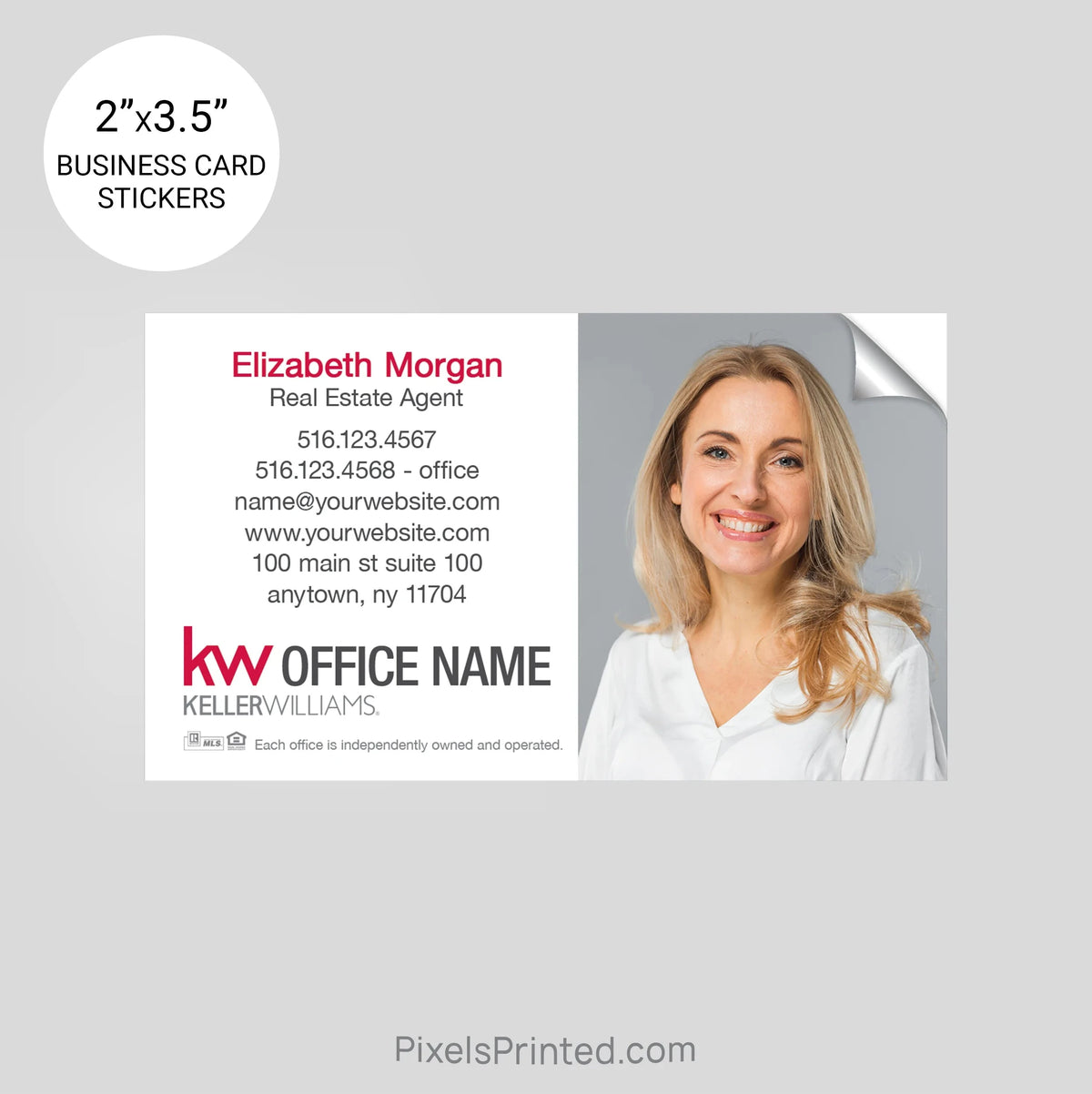 Keller Williams business card stickers PixelsPrinted 
