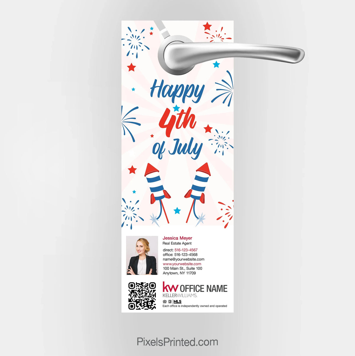 Keller Williams Fourth of July summer real estate door hanger PixelsPrinted 