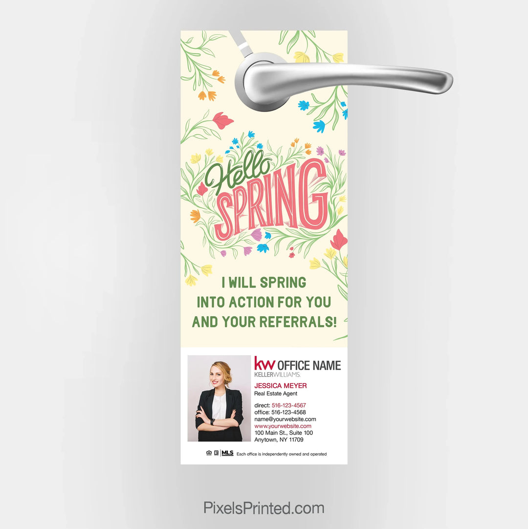Keller Williams Hello Spring Real Estate Door Hanger PixelsPrinted 