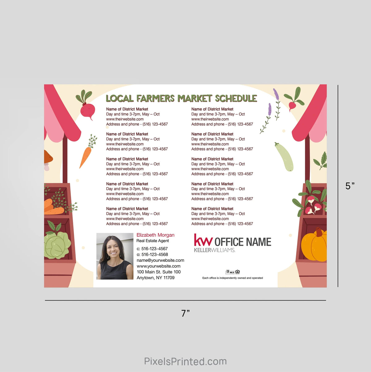 Keller Williams Real Estate Farmers Market Calendar Magnets postcard magnets PixelsPrinted 