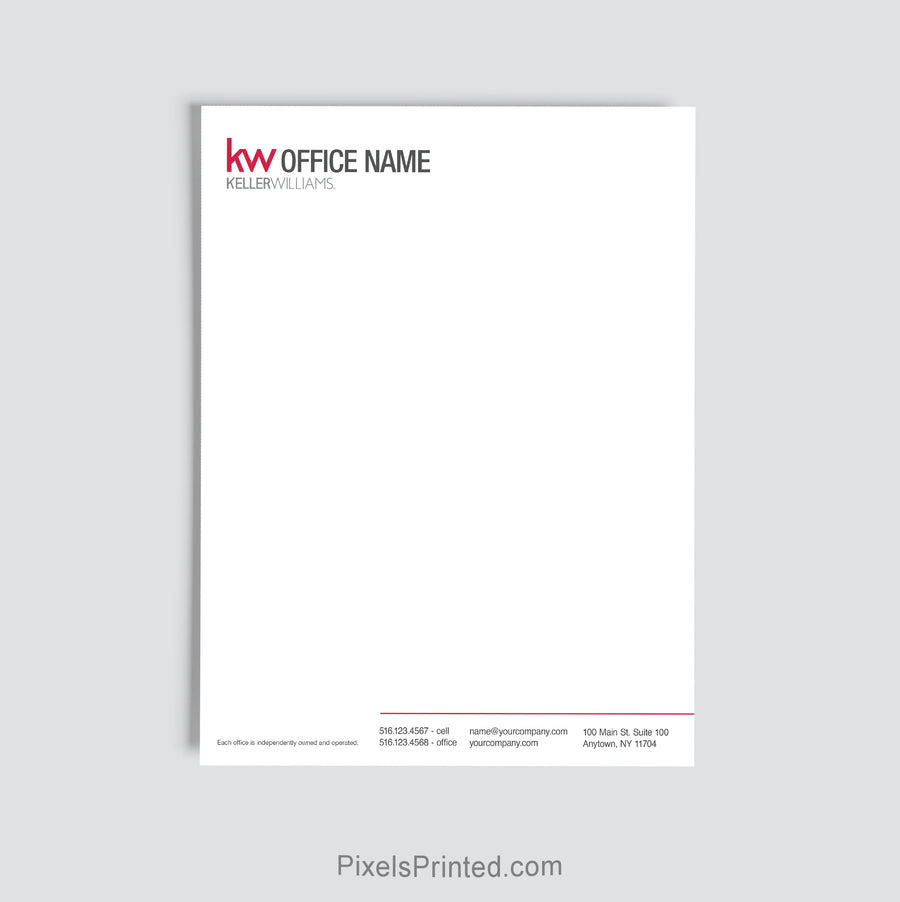 Personalized Keller Williams real estate letterhead for agents