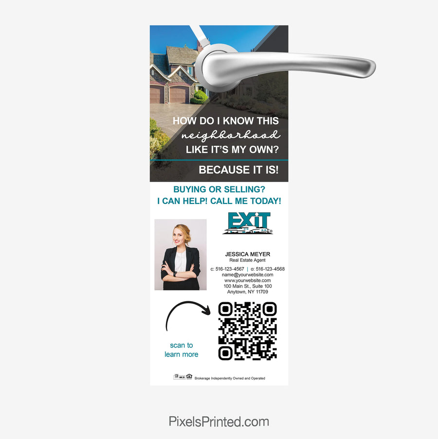 EXIT Realty hello neighbor door hanger introducing a local real estate agent to homeowners