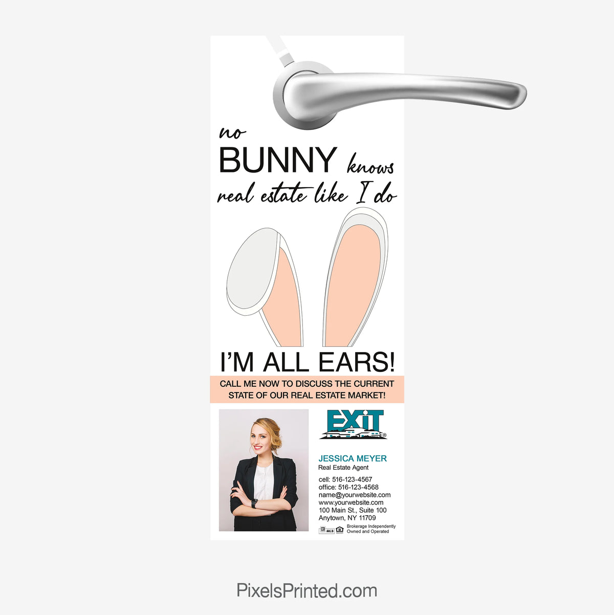 EXIT Realty Easter door hanger: No bunny knows real estate like I do.