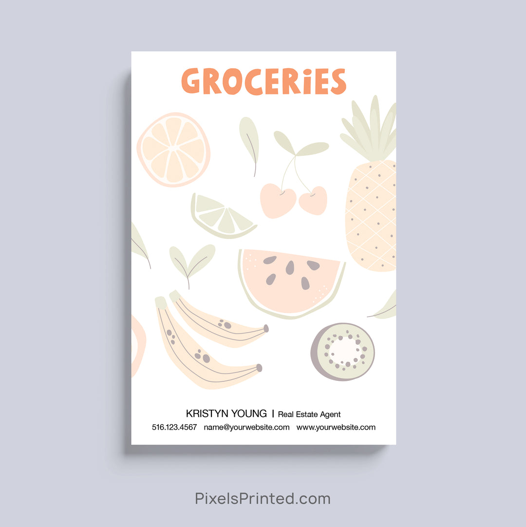Personalized grocery list notepad for real estate agent with custom branding and contact information