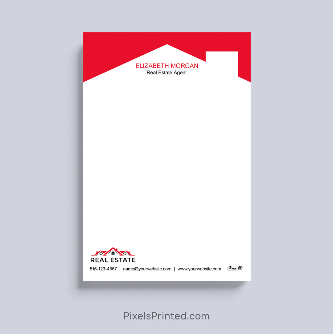 Personalized real estate agent notepad with house design and custom branding