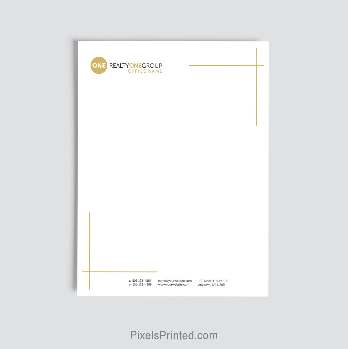 Realty ONE Group brokerage letterhead personalized with office information