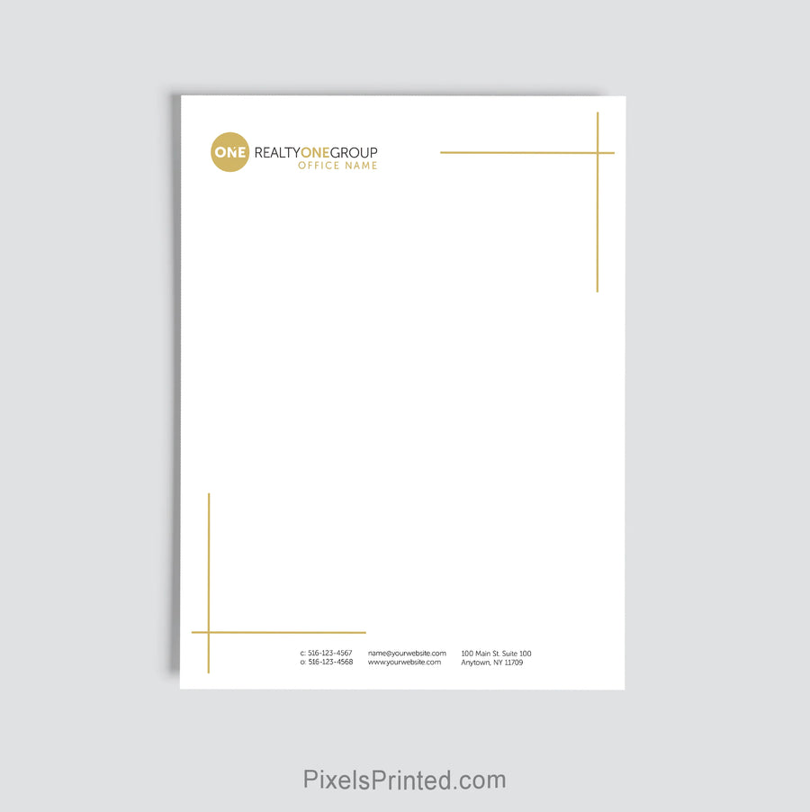 Realty ONE Group brokerage letterhead personalized with office information