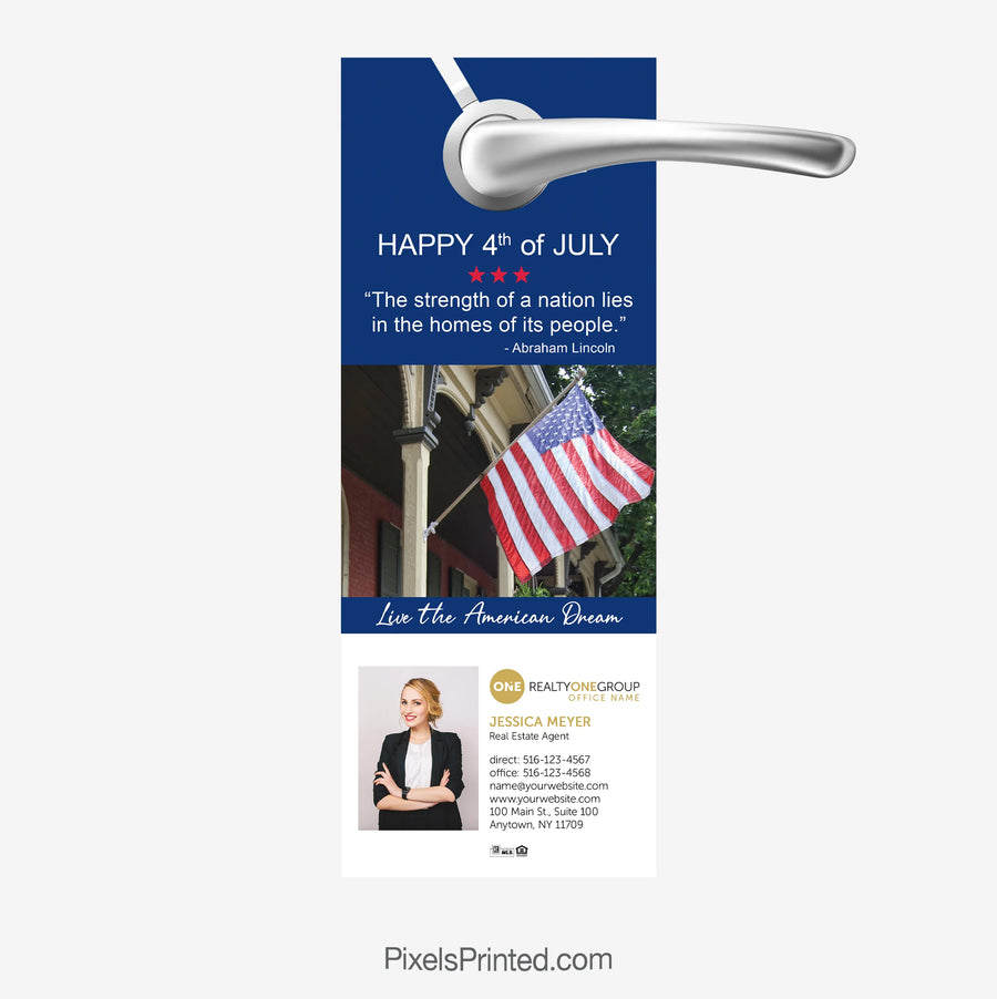 Realty ONE Group Fourth of July door hangers for realtors