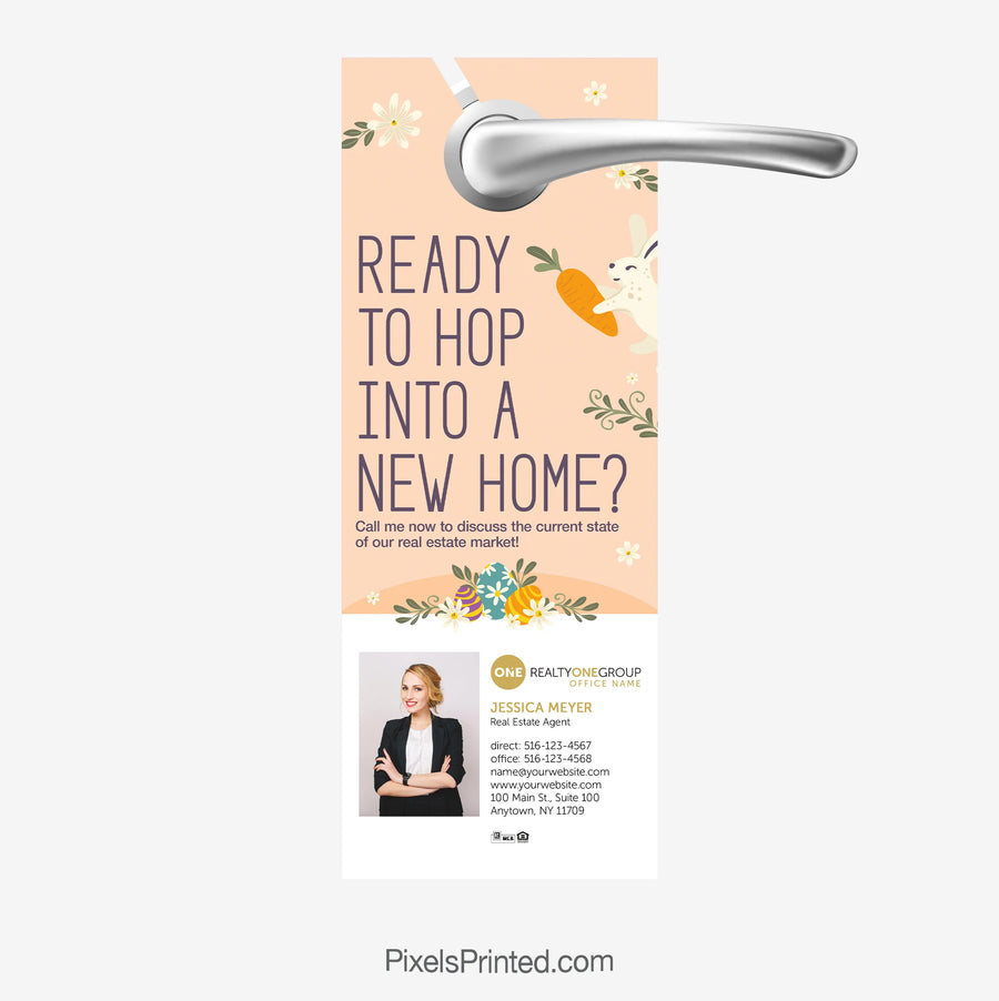 hop into a new home easter real estate door hangers for spring marketing