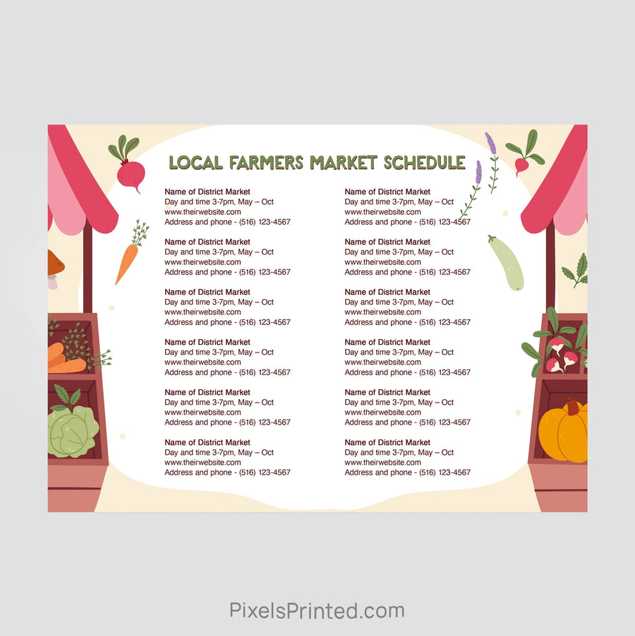 Realty One Group real estate farmers market schedule postcards PixelsPrinted 