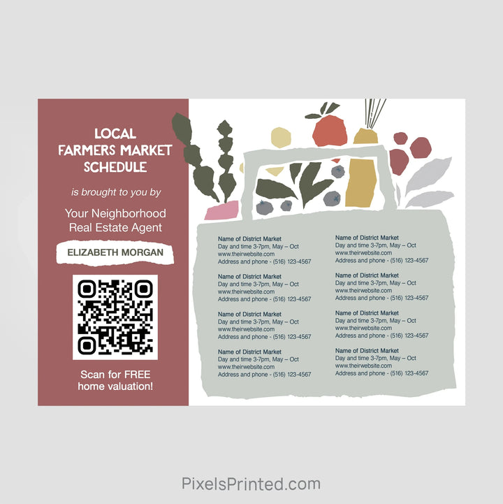 Realty One Group real estate farmers market schedule postcards PixelsPrinted 