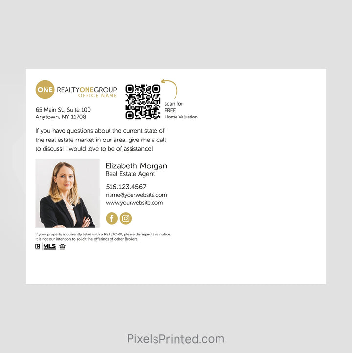 Realty One Group real estate farmers market schedule postcards PixelsPrinted 