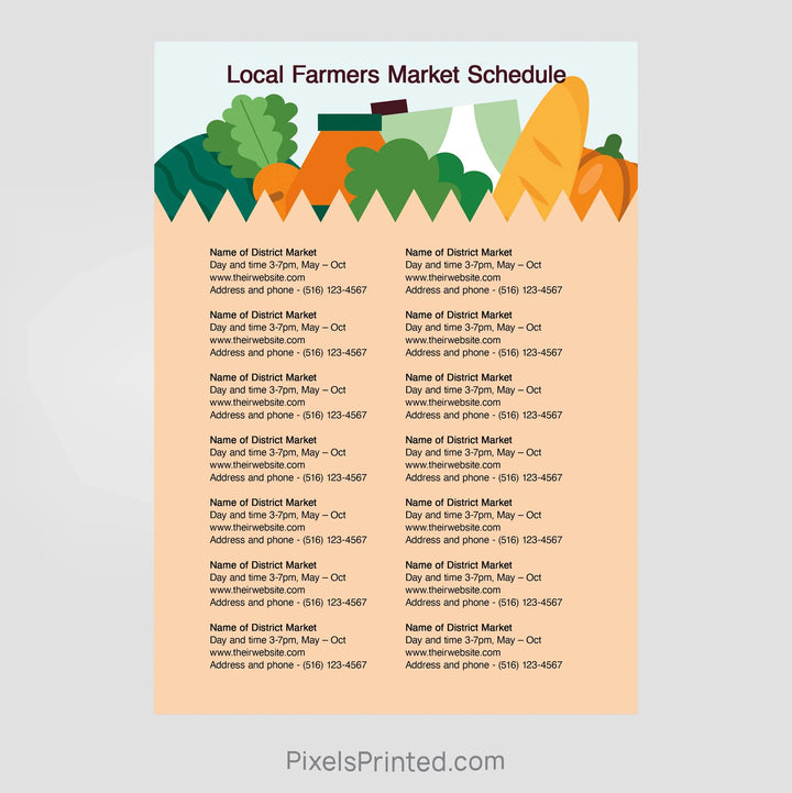 Realty One Group real estate farmers market schedule postcards PixelsPrinted 