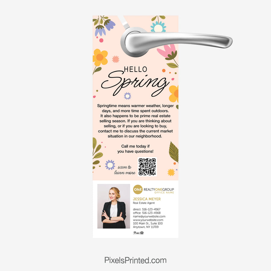 Hello Spring Real Estate Door Hanger  for realty one group realtor agents