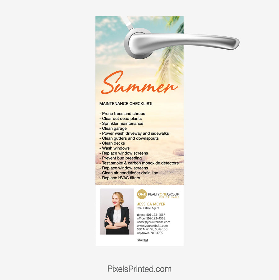 Realty ONE Group summer maintenance tips door hangers for real estate agents