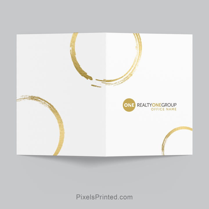 Realty ONE Group client welcome folder with glossy finish, two pockets and business card slot.