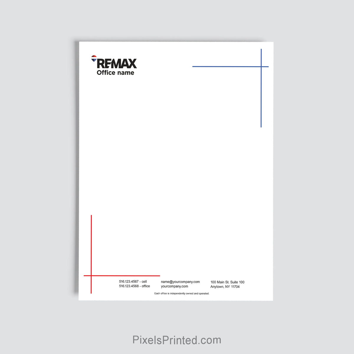 RE/MAX brokerage letterhead personalized with office information