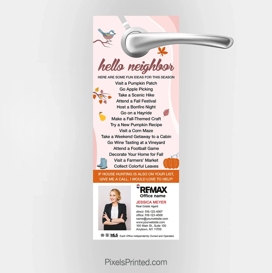 REMAX real estate fall autumn door hangers PixelsPrinted 