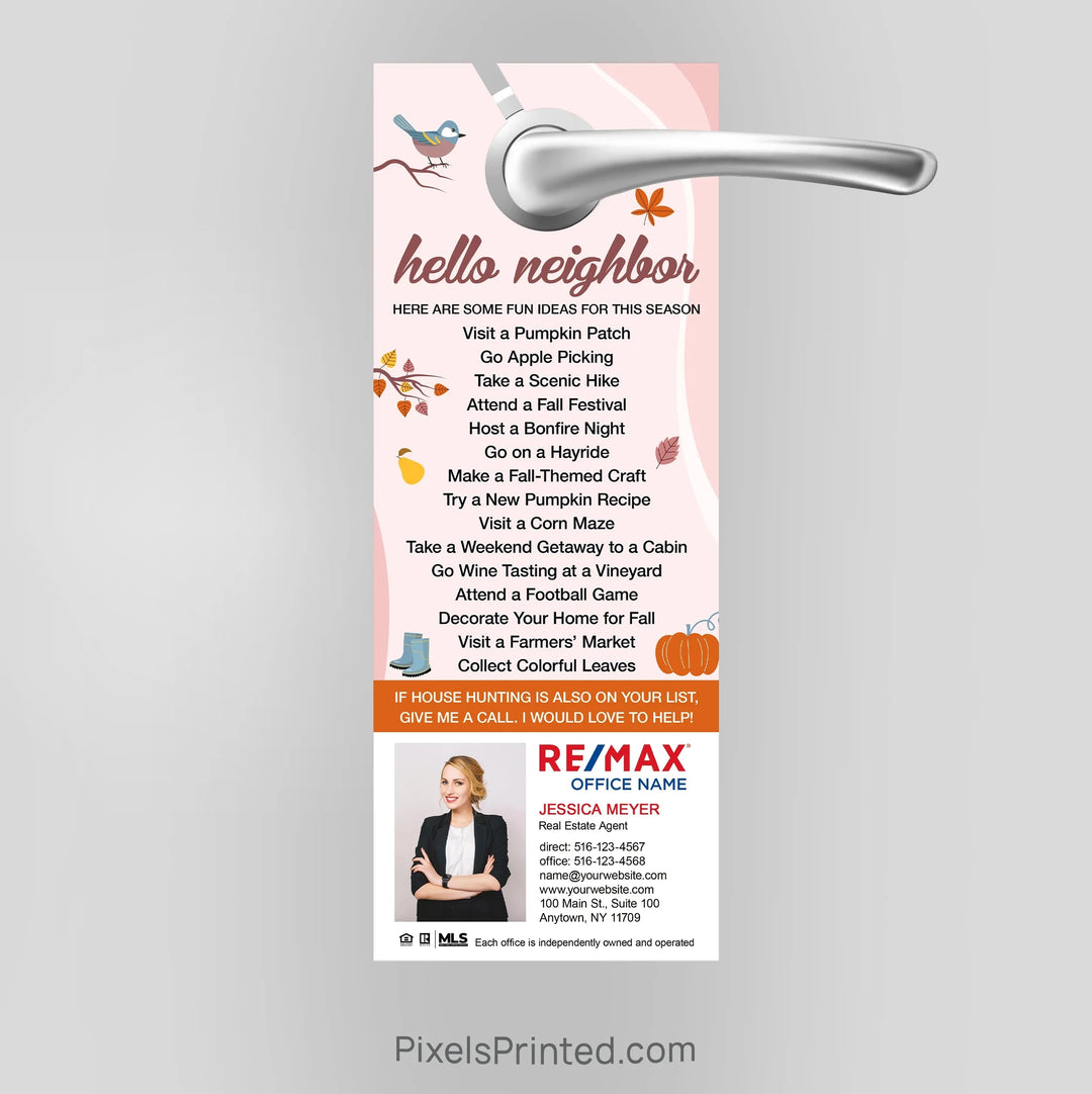 REMAX real estate fall autumn door hangers PixelsPrinted 