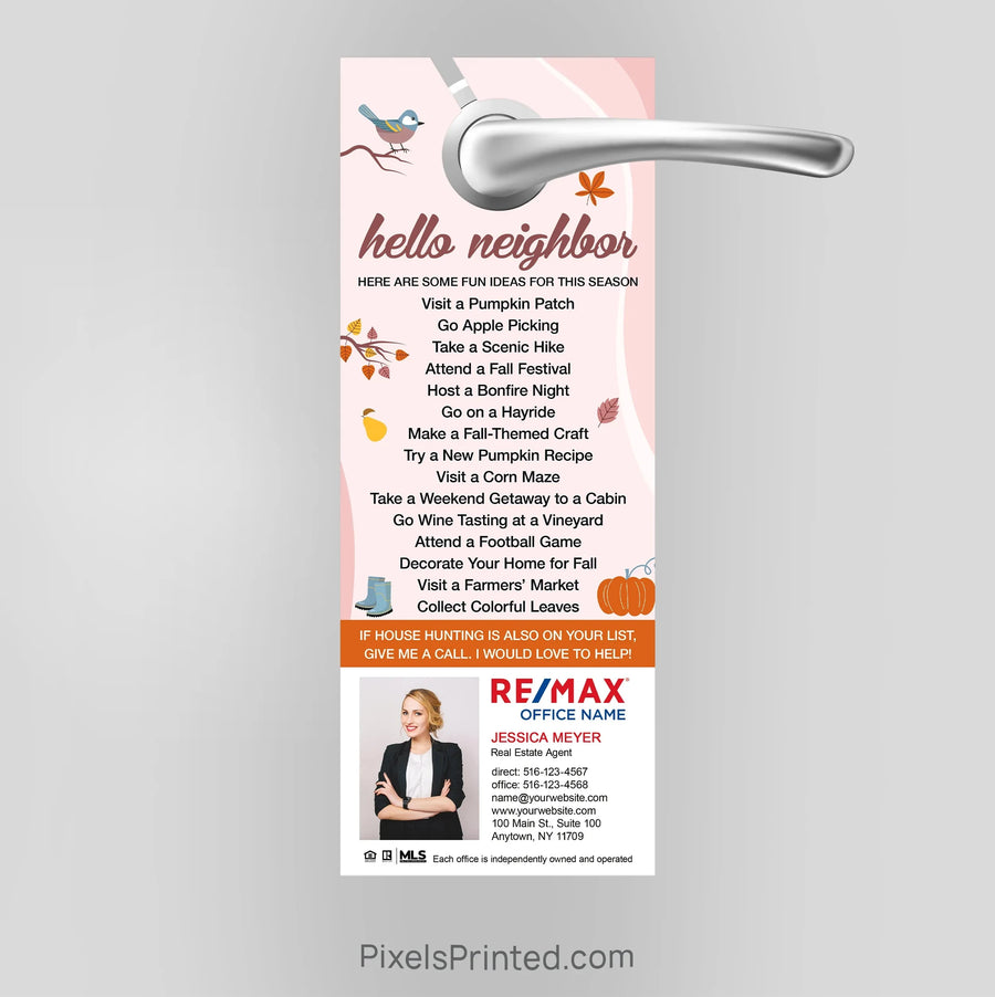 REMAX real estate fall autumn door hangers PixelsPrinted 