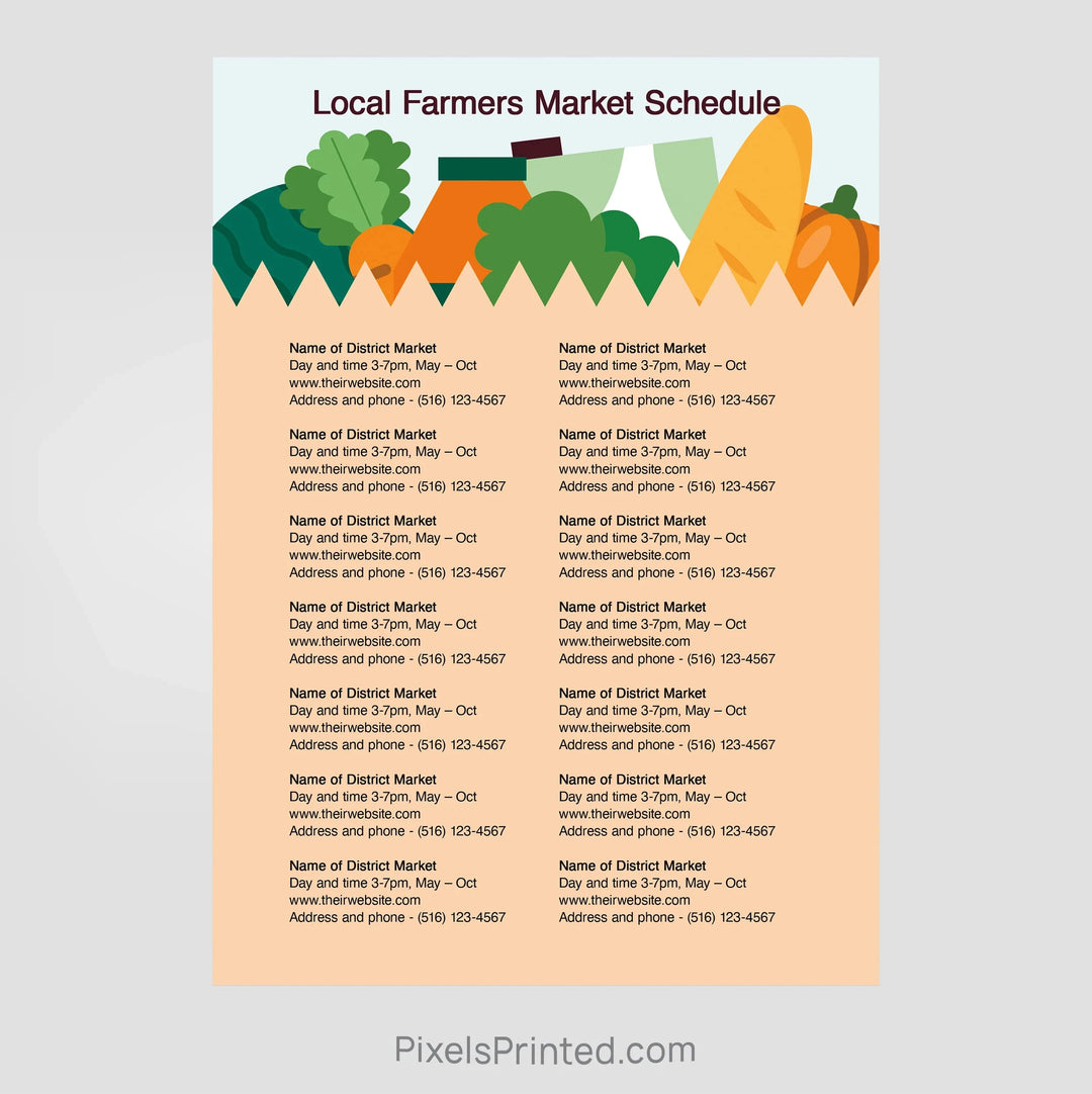 REMAX real estate farmers market schedule postcards PixelsPrinted 