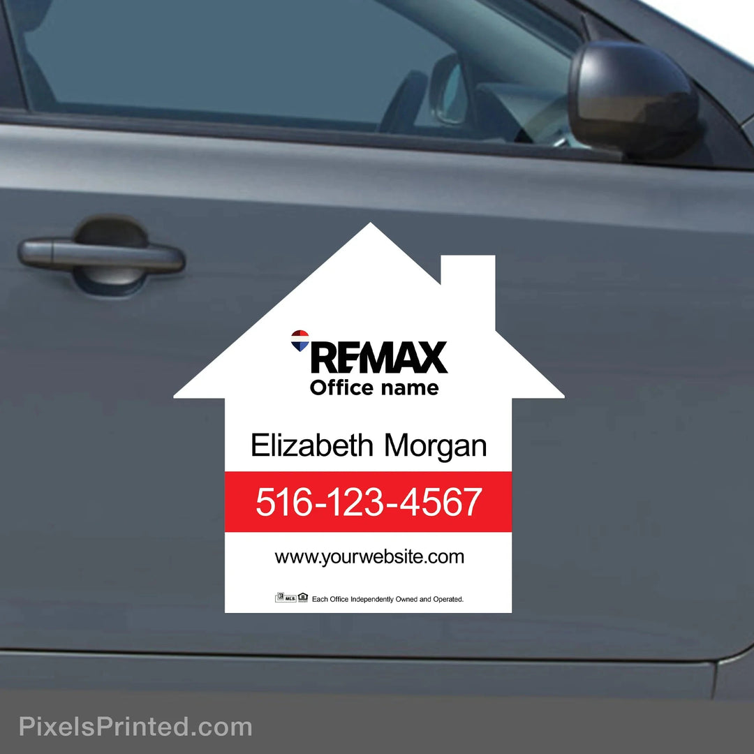 REMAX real estate house shaped car magnets - 23”x23” vehicle magnets PixelsPrinted 