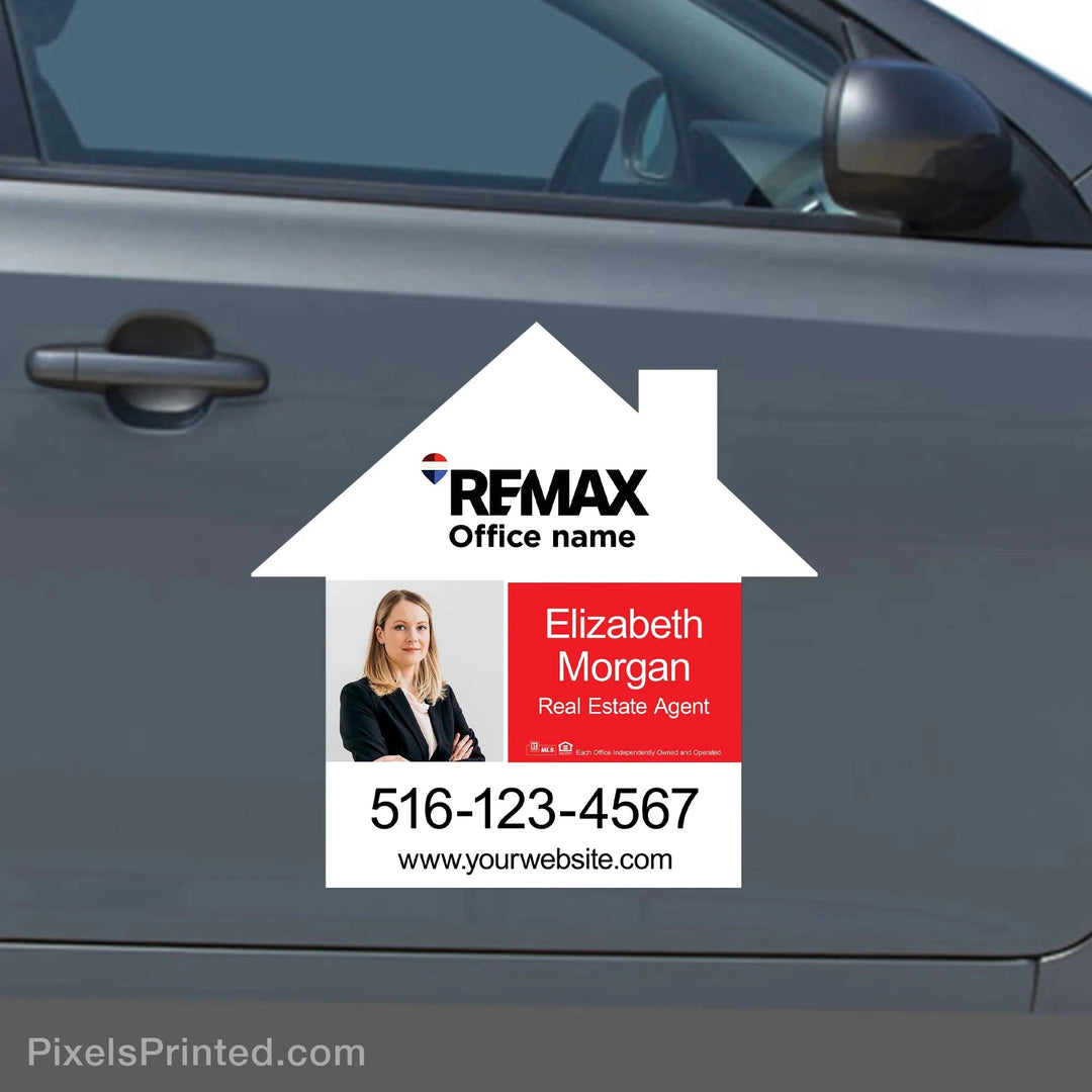REMAX real estate house shaped car magnets - 23”x23” vehicle magnets PixelsPrinted 