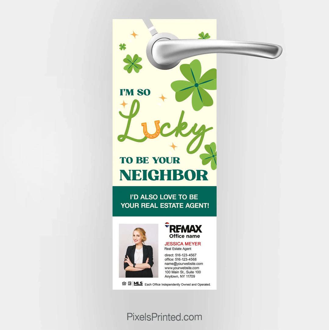 REMAX real estate St. Patrick's Day door hangers PixelsPrinted 