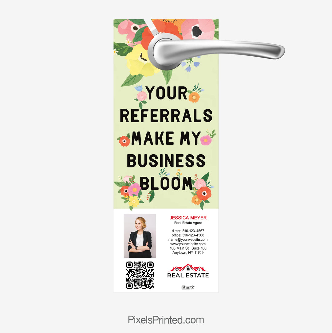 Spring realtor referral door hangers with QR code