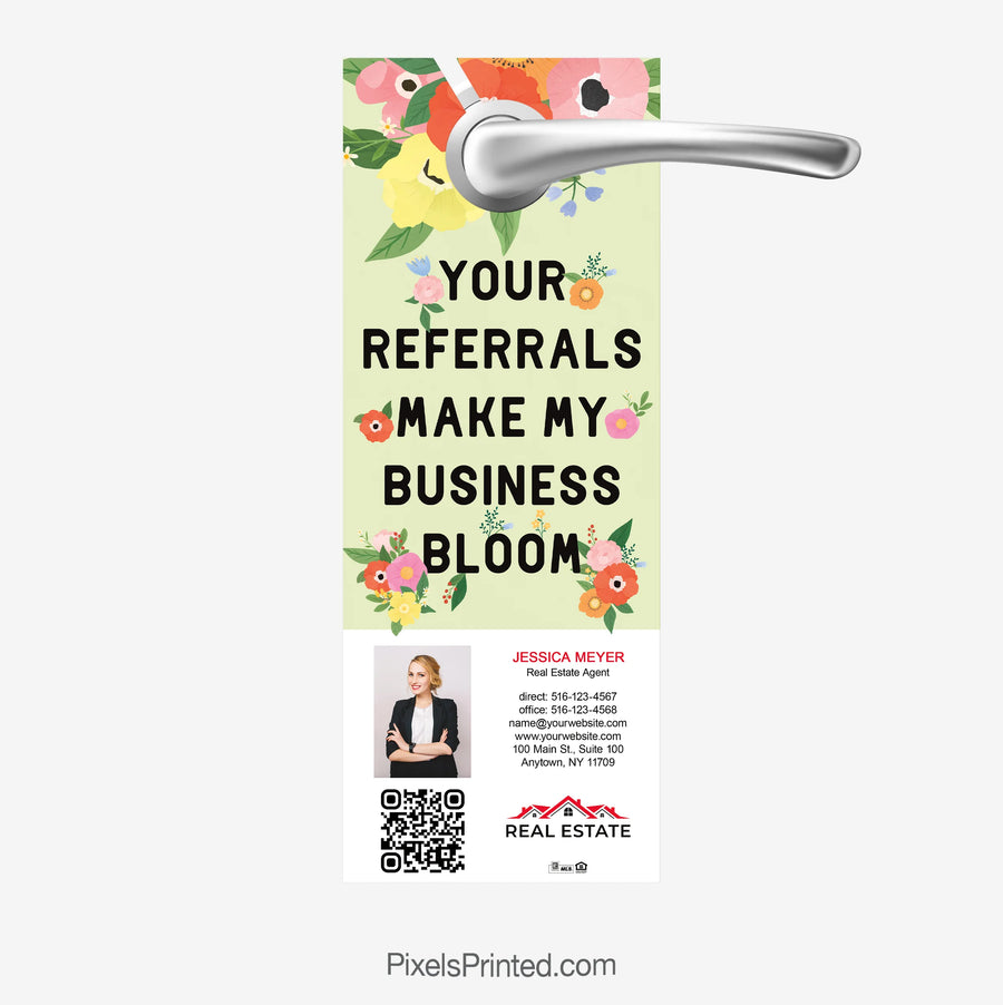 Spring realtor referral door hangers with QR code