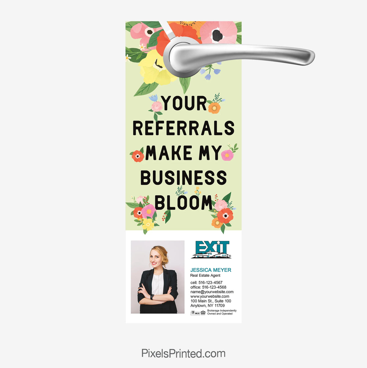 EXIT realty referrals make my business bloom door hangers