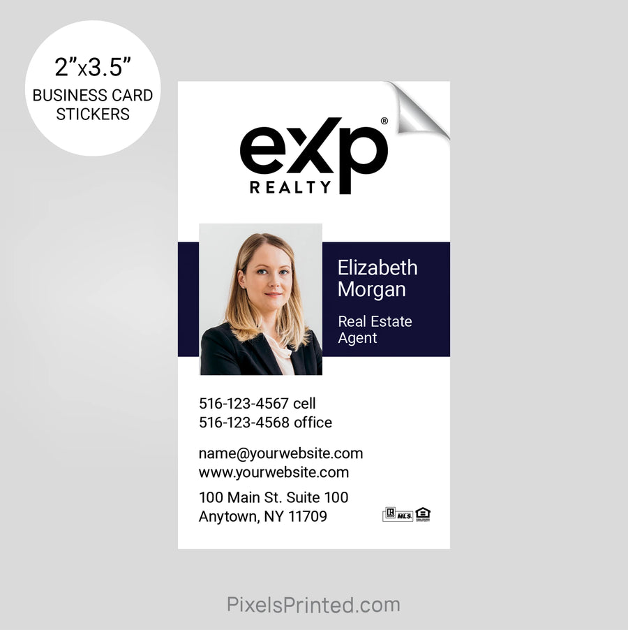 customizable business card stickers for real estate agents with EXP realty